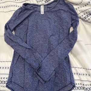 Blue Long Sleeve workout Top